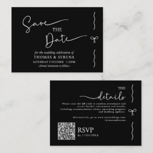 Save The Date QR Code Black White Monochrome Card