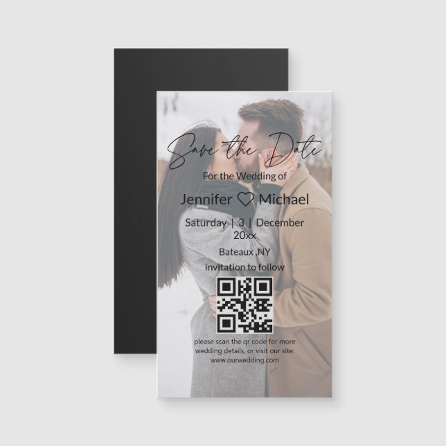 save the date qr code couple photo wedding magnet (Front/Back)