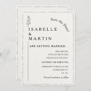 Save the Date QR Code Faux Deckled Edge Wedding  Invitation