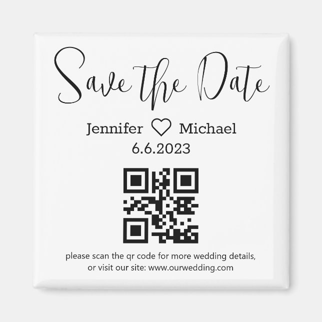  save the date qr code minimalist modern wedding magnet (Front)