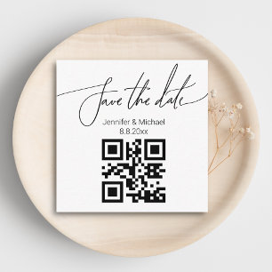 save the date,qr code minimalist  wedding trendy enclosure card