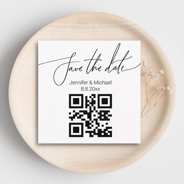 save the date,qr code minimalist  wedding trendy enclosure card (Creator Uploaded)