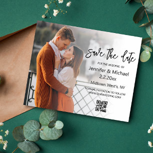  save the date qr code photo wedding invitation  flyer