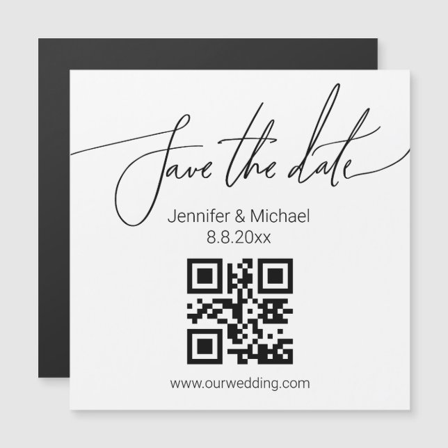save the date qr code simple wedding magnet (Front/Back)