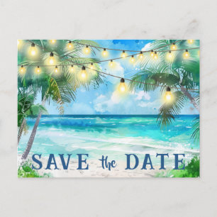 Save The Date QR Code Tropical Beach Announcement Postcard