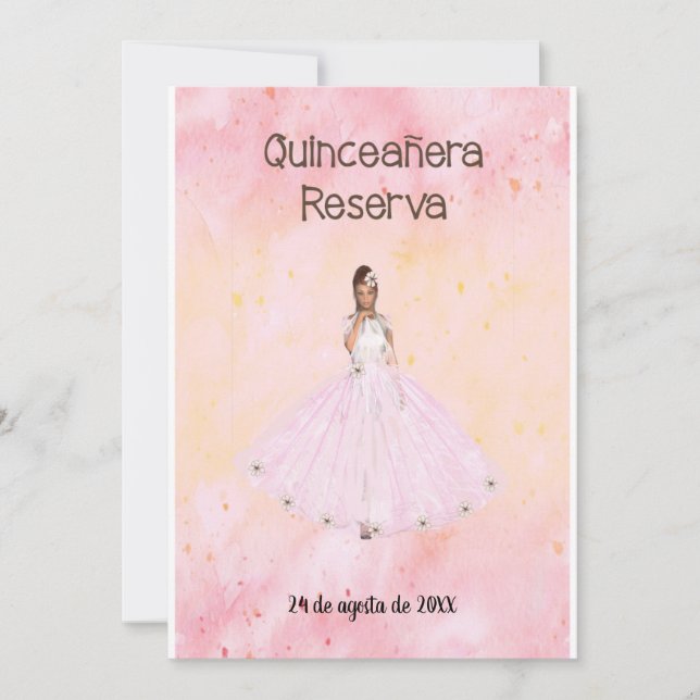 Save the Date Quinceanera in Spanish Pink Invitation (Front)