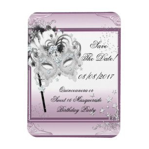 Save The Date Quinceanera Sweet 16 Masquerade Magnet