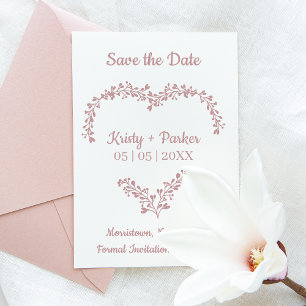 Save the Date Quote Heart & Wildflowers Wedding Rubber Stamp