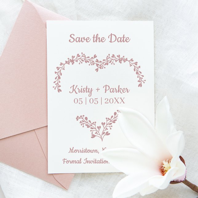Save the Date Quote Heart & Wildflowers Wedding Rubber Stamp (Creator Uploaded)