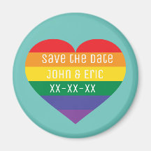 Save the date rainbow pride heart