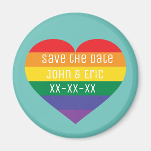Save the date rainbow pride heart magnet