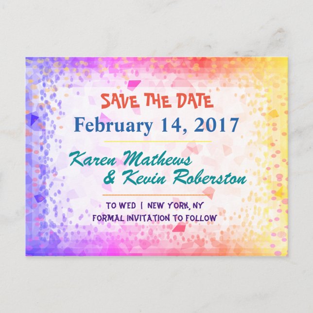 Save the Date Rainbow Sunshine Announcement Postcard (Front)