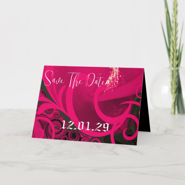 Save the Date Rasberry Cala Lily Postcard (Front)