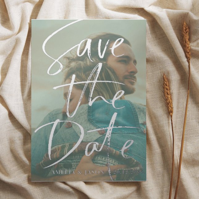 Save the Date Real Silver Calligraphy Photo (Creator Uploaded)