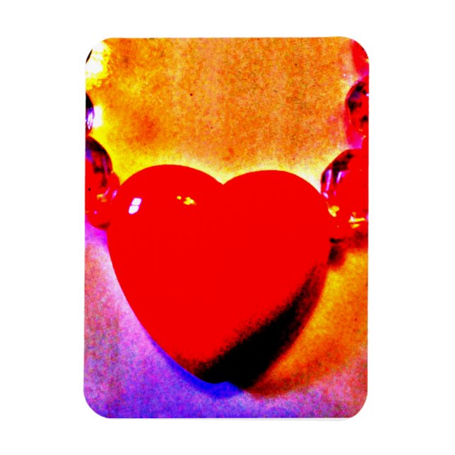 Save the Date Red Heart Necklace Magnet (Vertical)