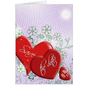 Save the Date red hearts