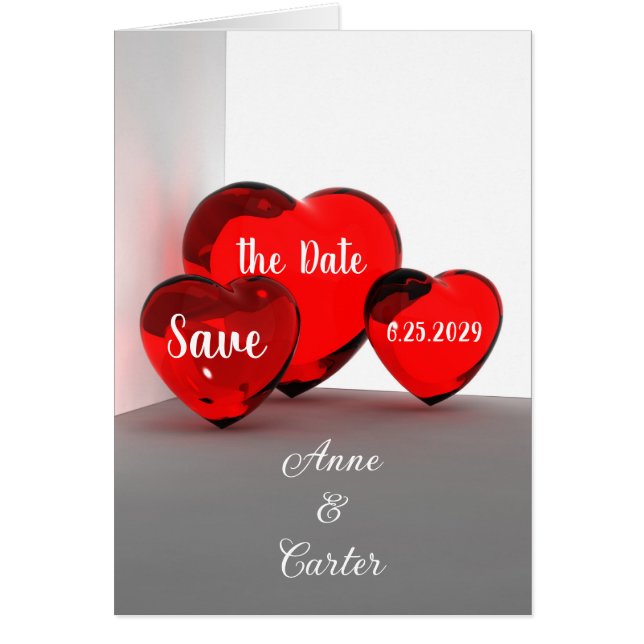 Save the Date Red Hearts (Front)