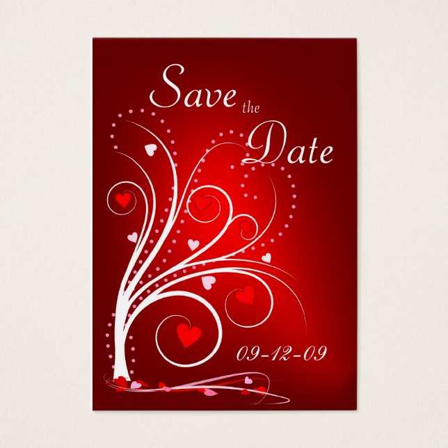Save the Date - Red Hearts Profile Card (Front)