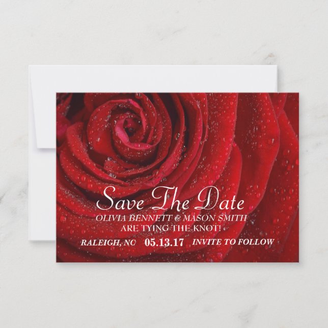 Save the Date - Red Rose Floral Textured (Front)