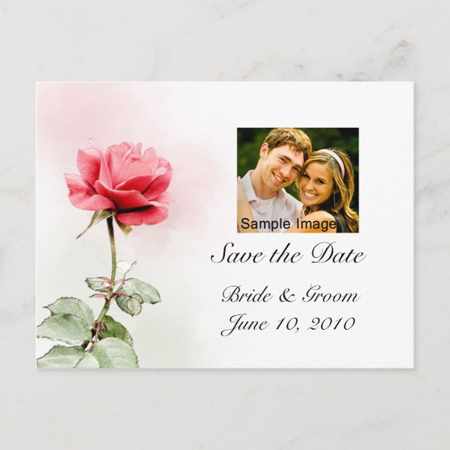 Save the Date - Red Rose Photo Postcard (Front)
