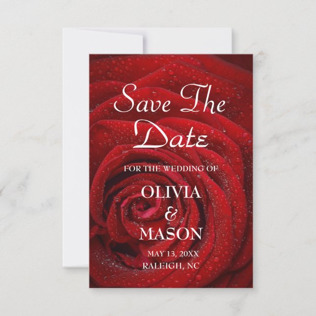 Save the Date - Red Rose Textured (Front)