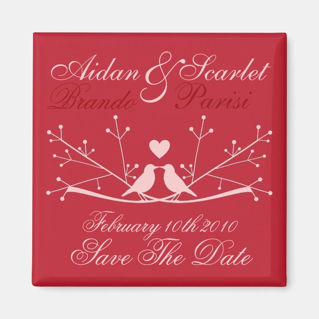 SAVE THE DATE RED WEDDING Magnet Customise (Front)
