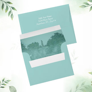 Save The Date Return Address Elegant Teal Green Envelope