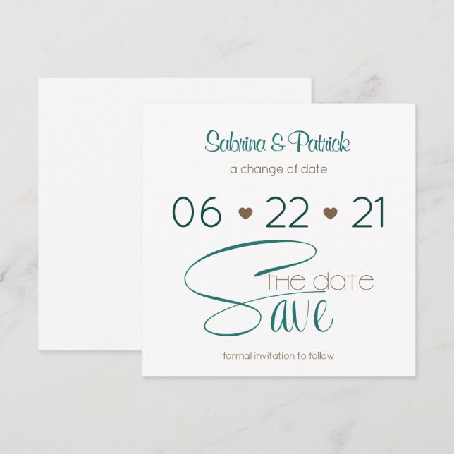 Save the Date Rich BOHO Hunter Green Invitation (Front/Back)