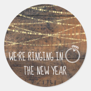 Save the Date Ringing in the New Year Engagement Classic Round Sticker