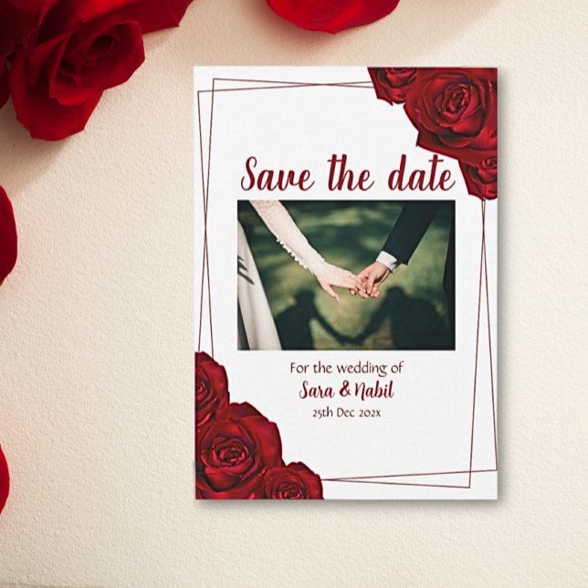 Save the date romantic red flowers (Creator Uploaded)
