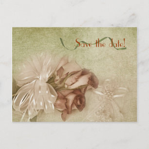 Save the Date rose bouquet Announcement Postcard