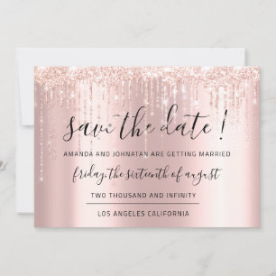 Save The Date Rose Gold Glitter Drips Confetti