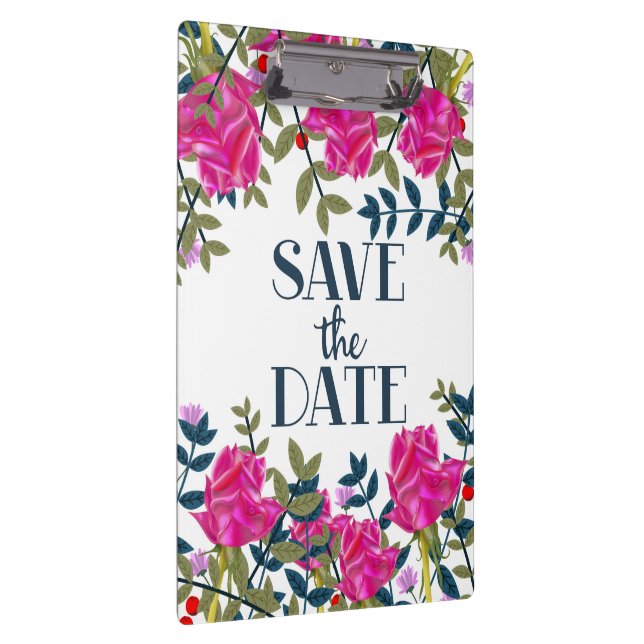 Save The Date Roses and Petals. Clipboard (Right)