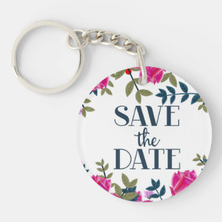 Save The Date Roses and Petals. Key Ring