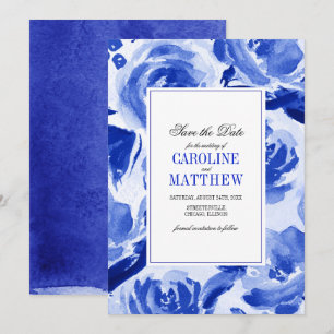 Save the Date. Royal Blue Floral Wedding Cards