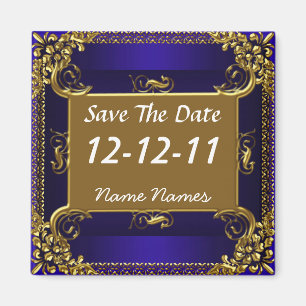 Save the Date Royal Blue Gold Magnet