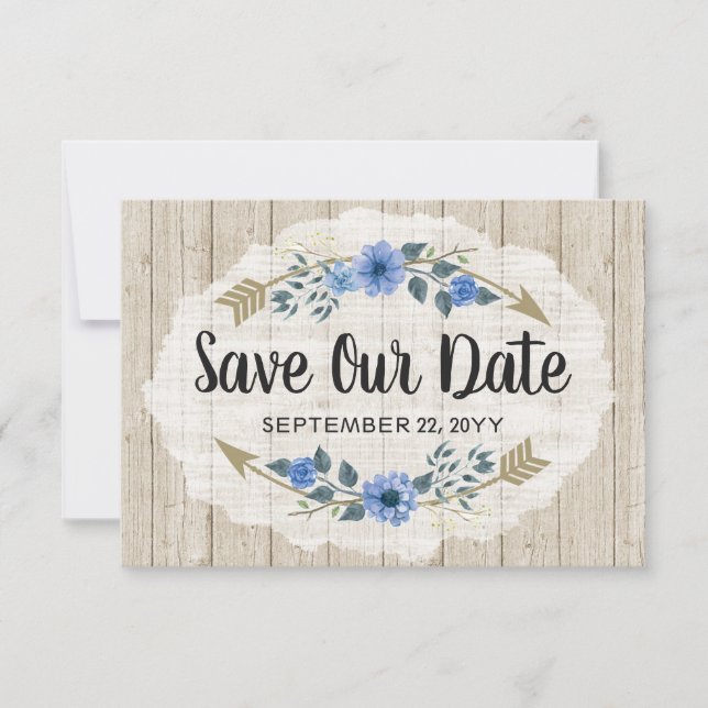 Save The Date Rustic Boho Arrows & Floral Wedding (Front)