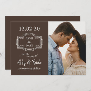 Save the Date Rustic Brown Photo Announcement