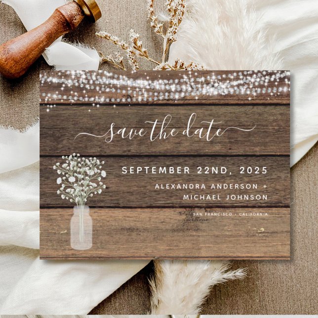 Save the Date Rustic Farmhouse String Lights (Creator Uploaded)
