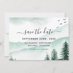 Save the Date Rustic Forest Watercolor Moody