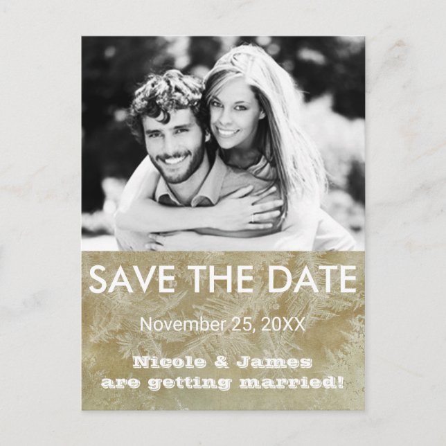 SAVE THE DATE Rustic Kraft Paper Winter Photo Post Announcement Postcard (Front)