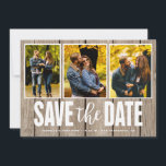 Save the Date Rustic Light Wood 3 Photo Collage<br><div class="desc">Announce your wedding day with this rustic country wood three photo collage save the date.</div>