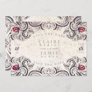 Save The Date, RUSTIC ROSE flat card