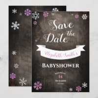 Save the date rustic snowflake babyshower