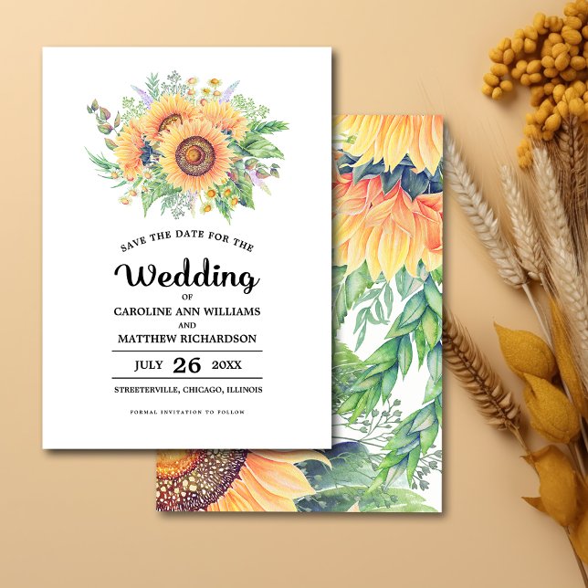 Save the Date. Rustic Sunflowers Wedding  Invitation (Creator Uploaded)