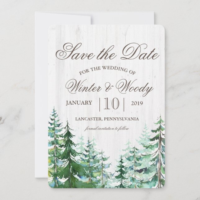 Save the Date Rustic Tree Invitation (Front)