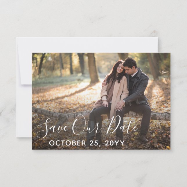 Save The Date Rustic Wood Wedding Custom Photo (Front)
