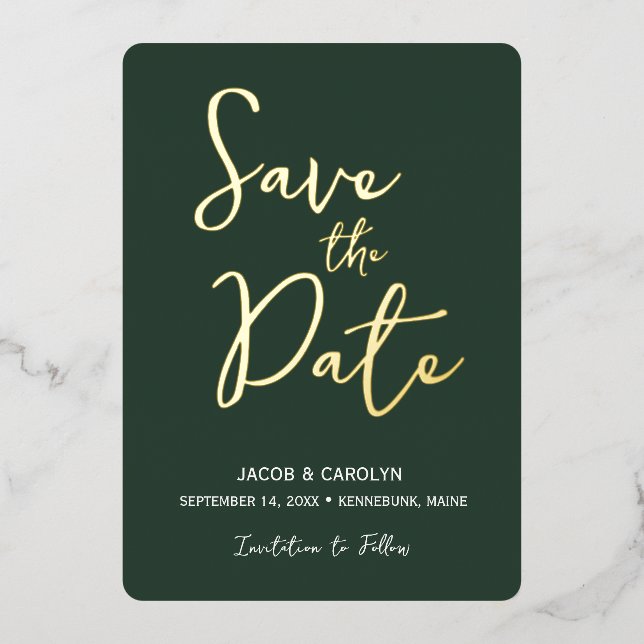 Save the Date Sage Green Gold Wedding (Front)