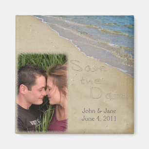 Save the Date - Sand and Water Custom Photo Magnet