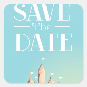 Save the Date Sandcastle Square Sticker